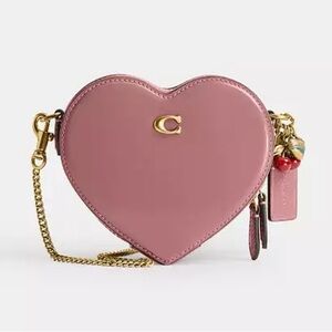 Coach Heart Crossbody Bag, With Charms; Tiny bag energy. Spazzolato leather